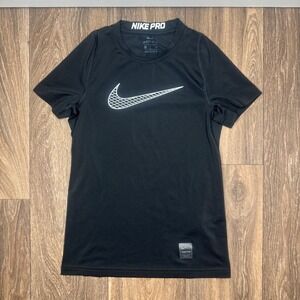 Nike Pro Dri Fit Black Short Sleeve Athletic T Shirt Youth Small